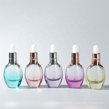 Bulk Wholesale 1oz 30 ml Empty Colors Glass Flat Refillable Dropper Bottles For Aromatherapy Oil Frangrance Aroma